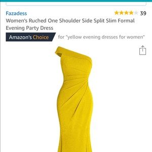 Yellow one shoulder long party dress